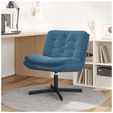 Poltrona Relax con Base Girevole Blu 63 x 75 x 76 cm Velluto - Foto 2