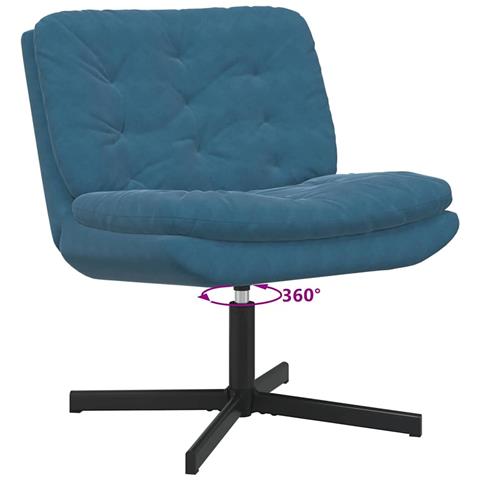 Poltrona Relax con Base Girevole Blu 63 x 75 x 76 cm Velluto - Foto 9