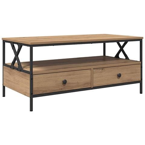 Tavolino da salotto rovere artigianale 100 x 51 x 45 cm - Foto 1