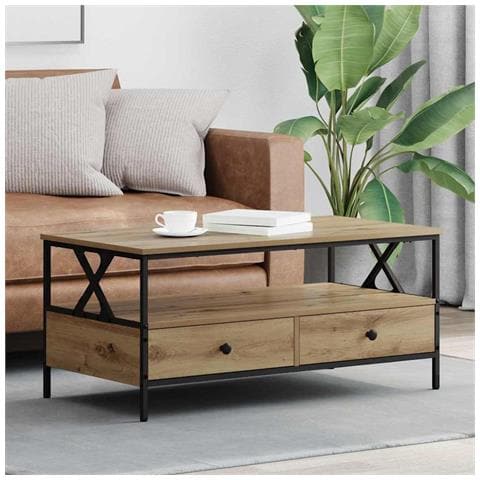 Tavolino da salotto rovere artigianale 100 x 51 x 45 cm - Foto 2