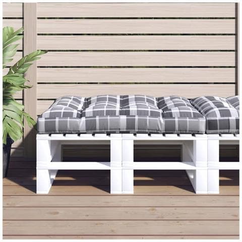 Cuscino per Pallet a Quadri Grigi 120x80x12 cm in Tessuto - Foto 2