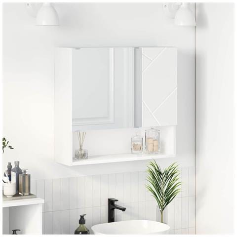 Mobiletto per specchio Bianco 59 x 17 x 55 cm Legno multistrato - Foto 2