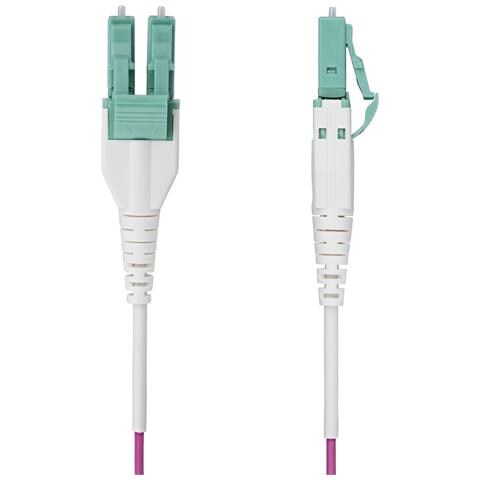 Cavo in fibra ottica multimodale da 40m LC a LC (UPC) OM4 Viola Erica, 50/125 µm, 40G / 100G, LOMMF /VCSEL, cavo in fibra Uniboot, certificato OFNR Riser - Foto 2