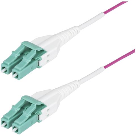 Cavo in fibra ottica multimodale da 40m LC a LC (UPC) OM4 Viola Erica, 50/125 µm, 40G / 100G, LOMMF /VCSEL, cavo in fibra Uniboot, certificato OFNR Riser - Foto 1