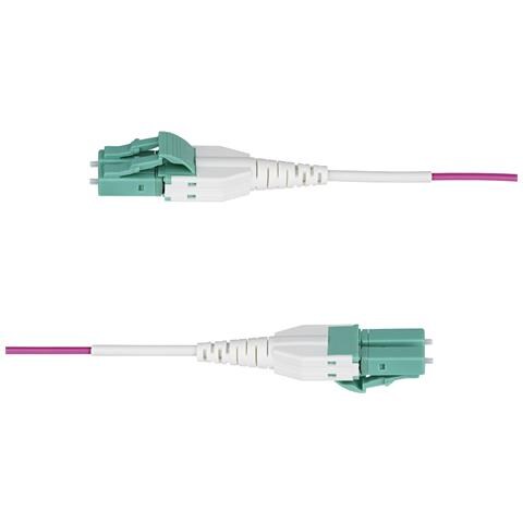 Cavo in fibra ottica multimodale da 40m LC a LC (UPC) OM4 Viola Erica, 50/125 µm, 40G / 100G, LOMMF /VCSEL, cavo in fibra Uniboot, certificato OFNR Riser - Foto 5