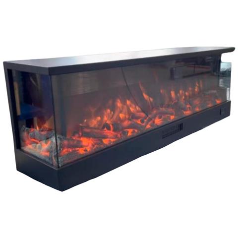 Caminetto Adige Caminetto Elettrico Da Incasso E Appoggio Da 180 Cm Con Potenza 1500w Nero Camino Da Interno Effetto Fiamma 6 Intensita Telecomando Struttura A Pannelli Laminati A Freddo - Foto 3