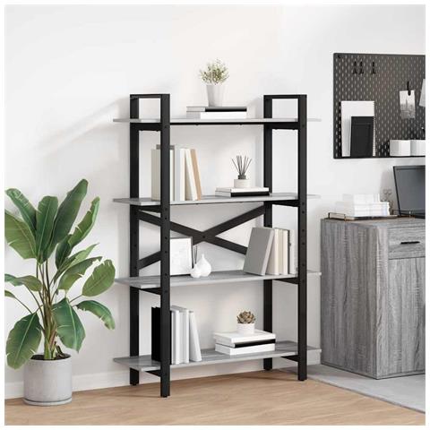 Libreria Grigio Sonoma 100 x 33,5 x 140 cm Legno multistrato - Foto 2