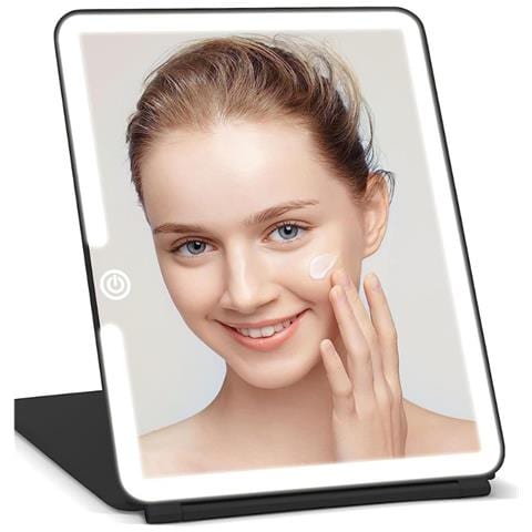 Specchio Per Trucco A Led - Specchio Da Tavolo Con Luce, Portatile E Pieghevole Black - Foto 1