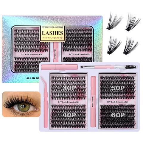 Kit Di Ciglia Finte Eleganti (set Di 6 Carte Doppie) - Set Di Estensione Ciglia Fai-da-te - Foto 1