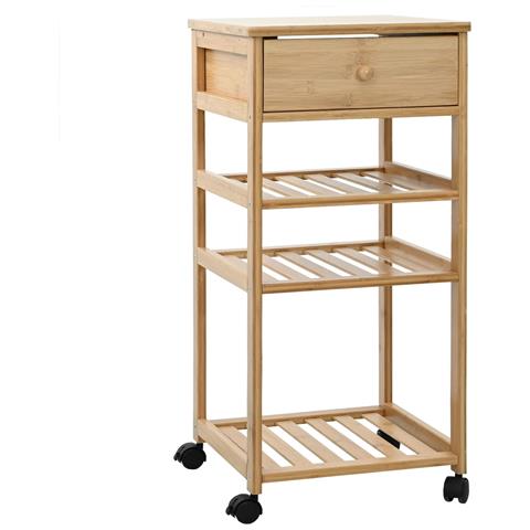 Carrello da Cucina con Ruote Naturale 37 x 36 x 80 cm Bambù - Foto 1