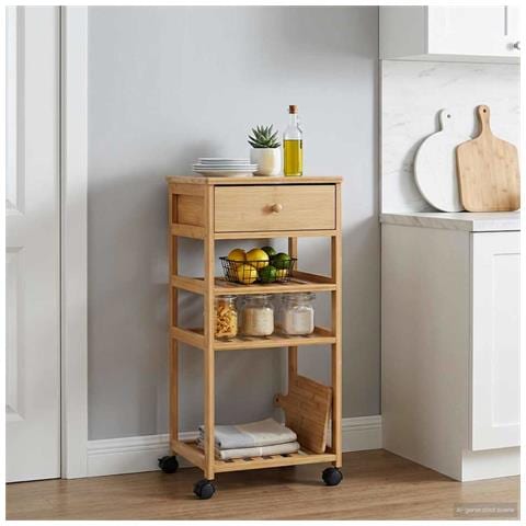 Carrello da Cucina con Ruote Naturale 37 x 36 x 80 cm Bambù - Foto 2