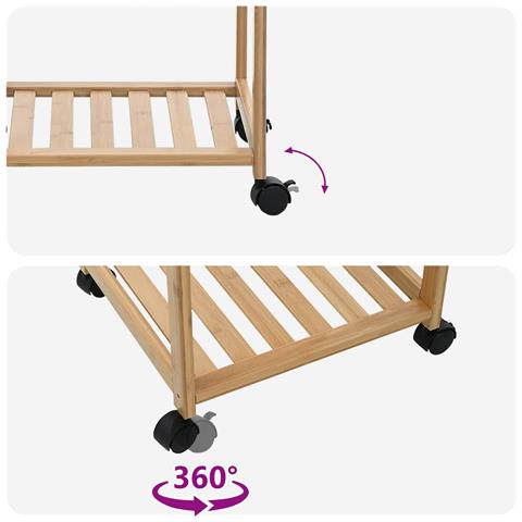 Carrello da Cucina con Ruote Naturale 37 x 36 x 80 cm Bambù - Foto 9