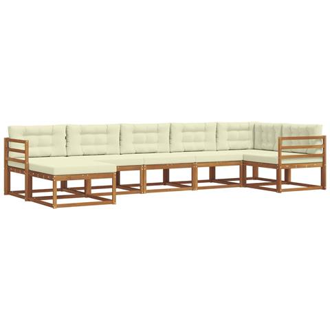 Set di divani da esterno con cuscino 7 pcs Naturale e Crema - Foto 1