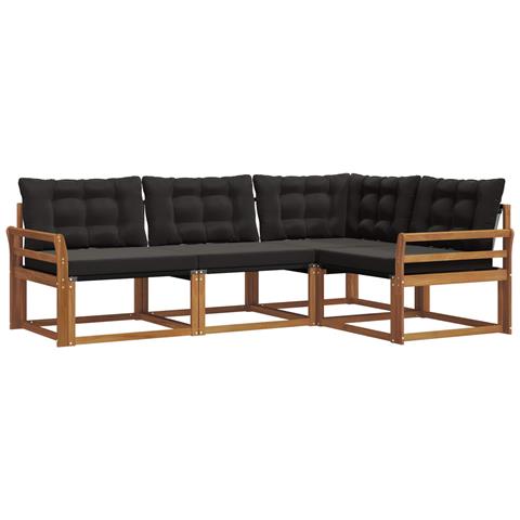 Set di divani con cuscino 4 pcs Naturale e Nero - Foto 1