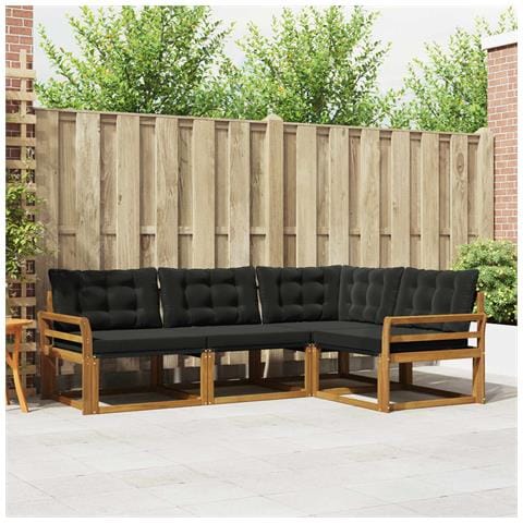 Set di divani con cuscino 4 pcs Naturale e Nero - Foto 2