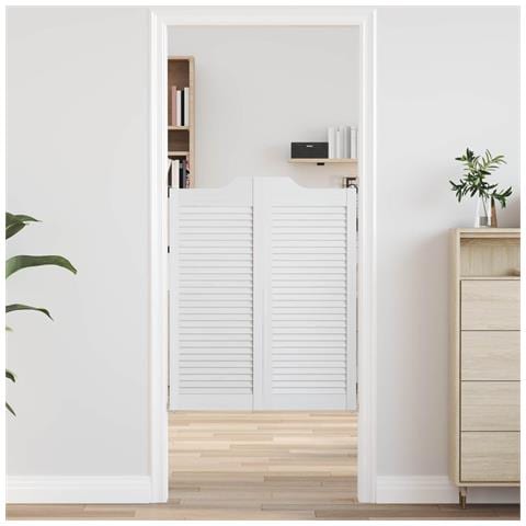 Porte Swing 2 pcs Bianco Legno Massello di Pino - Foto 2