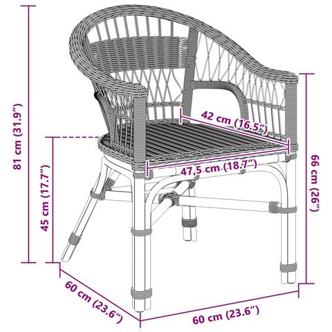 Sedia Impilabile Naturale 60 x 60 x 81 cm Rattan - Foto 9