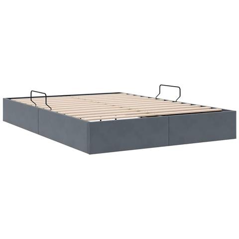 Letto con Contenitore Grigio Scuro 153 x 203 cm Velluto - Foto 9