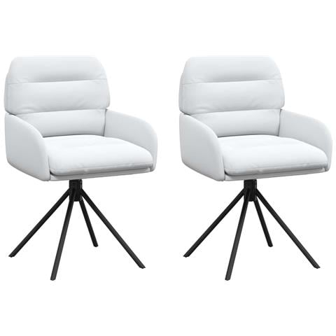 Sedie da pranzo girevoli 2 pcs Similpelle Bianco - Foto 1