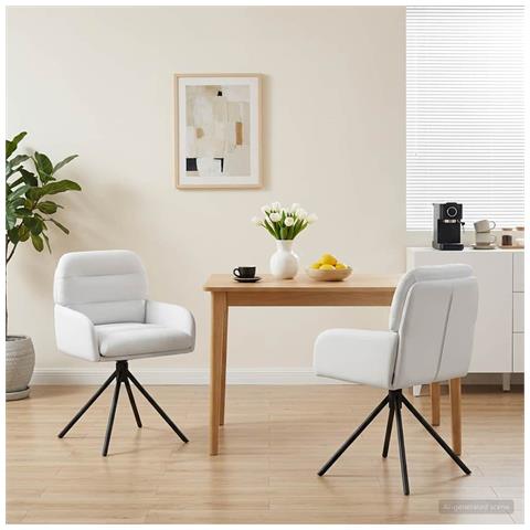 Sedie da pranzo girevoli 2 pcs Similpelle Bianco - Foto 2