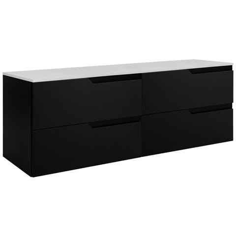 Mobiletto, Nero e marrone, 120 cm, Con piano, 4 cassetti, Sospeso, Frontali in MDF, MODERNO - Foto 1