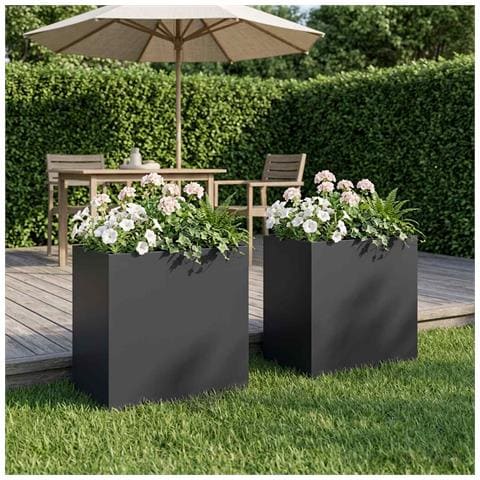 Vaso da giardino 2 pz Nero 50 x 30 x 40 cm - Foto 2