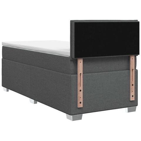 Letto con Box Spring, Materasso e LED Grigio Scuro Singolo - Foto 9
