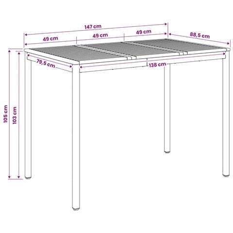 Tavolo Bar da Giardino Naturale e Caffè 147 x 88,5 x 105 cm - Foto 9