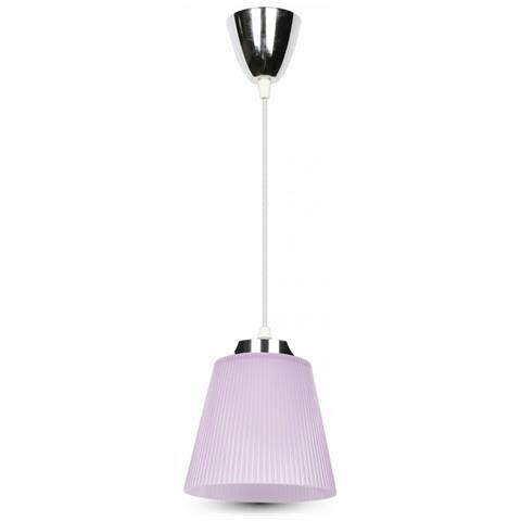 Lampadario Led 7w Campana In Plastica Viola E Acciaio Cromato Luce Naturale 4000k Vt-1036 8504 - Foto 1
