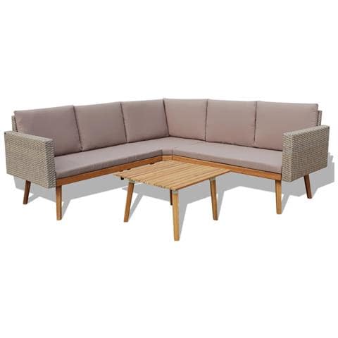 Set Divani da Giardino 4 pz con Cuscini in Polyrattan Grigio - Foto 1