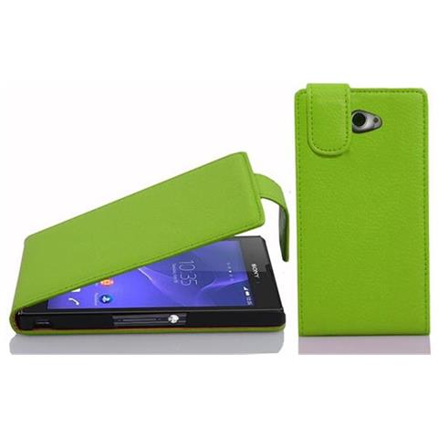 Custodia Compatibile Con Sony Xperia M2 / M2 Aqua In Verde Limone - Coperchio Protettivo In Design Flip Realizzato In Similpelle Testurizzata - Foto 2