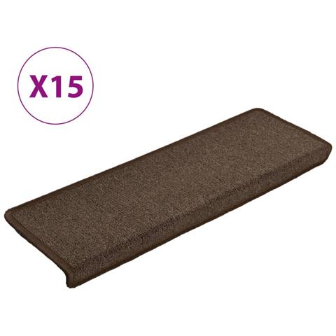 Tappetini per Scale in Moquette 15 pz 65x21x4 cm Marroni - Foto 1
