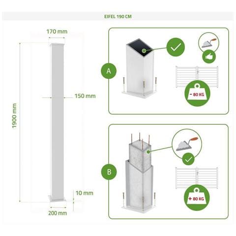 Set Di 2 Pali Eifel 15x15 In Alluminio A. 190cm- Bianco Opaco - Foto 5