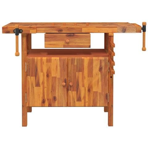 Banco Lavoro Cassetto E Morse 92x48x83 Cm Legno Massello Acacia - Foto 10
