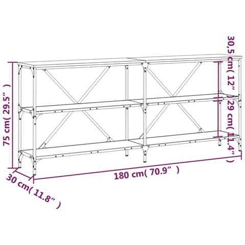 Tavolo Consolle Rovere Fumo 180x30x75cm Legno Multistrato Ferro - Foto 11
