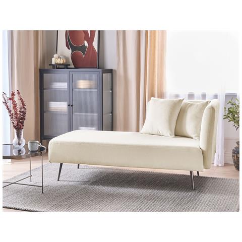 Chaise Longue Versione Destra Riom Bouclé Bianco Sporco - Foto 1