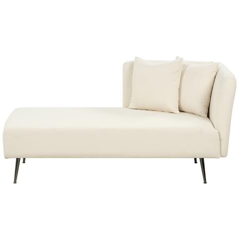 Chaise Longue Versione Destra Riom Bouclé Bianco Sporco - Foto 8