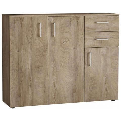 Mobile Credenza Da Interno In Legno Nobilitato Bilaminato Con 3 Ante E 2 Cassetti Linea Classic - Marrone - Foto 1