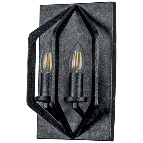 Applique Industrial Nordico Vanguard Acciaio Nero Antico 2 Luci E14 - Foto 2