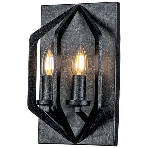 Applique Industrial Nordico Vanguard Acciaio Nero Antico 2 Luci E14 - Foto 1