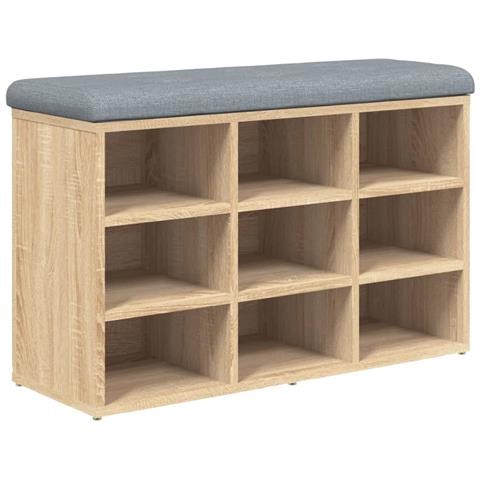 Panca Porta Scarpe Rovere Sonoma 82x32x50 Cm Legno Multistrato - Foto 2