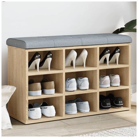 Panca Porta Scarpe Rovere Sonoma 82x32x50 Cm Legno Multistrato - Foto 1