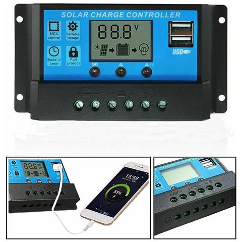 Regolatore Di Carica Pannello Solare Controller 12v / 24v 10a Barca Camper Auto - Foto 2