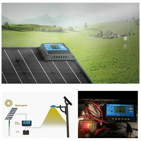 Regolatore Di Carica Pannello Solare Controller 12v / 24v 10a Barca Camper Auto - Foto 3