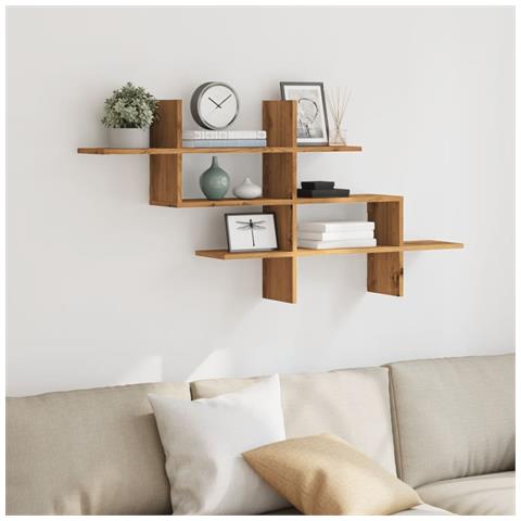 Mensola A Muro Rovere Artigianale 124,5x18x60,5cm In Truciolato - Foto 3