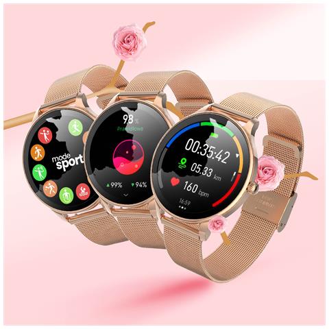 Smartwatch Da Donna Con Elegante Cinturino A Maglie Inossidabile, Rosa Champagne - Foto 2