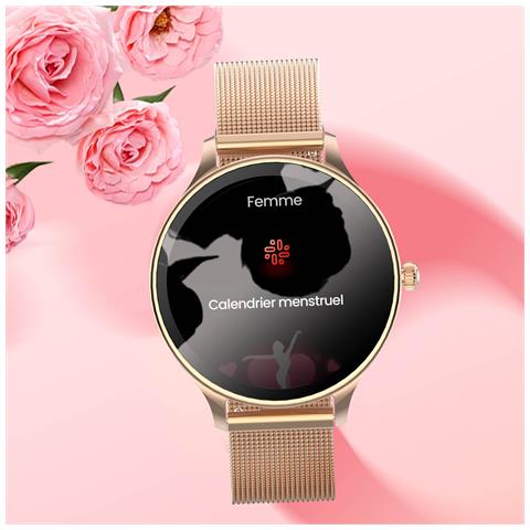 Smartwatch Da Donna Con Elegante Cinturino A Maglie Inossidabile, Rosa Champagne - Foto 5