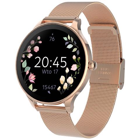 Smartwatch Da Donna Con Elegante Cinturino A Maglie Inossidabile, Rosa Champagne - Foto 1
