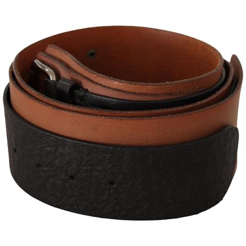 Fibbia In Argento In Pelle Marrone Nero - 85 Cm / 34 Inches - Foto 3