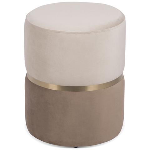 Pouf Louise In Velluto Beige E Metallo Dorato - Foto 2